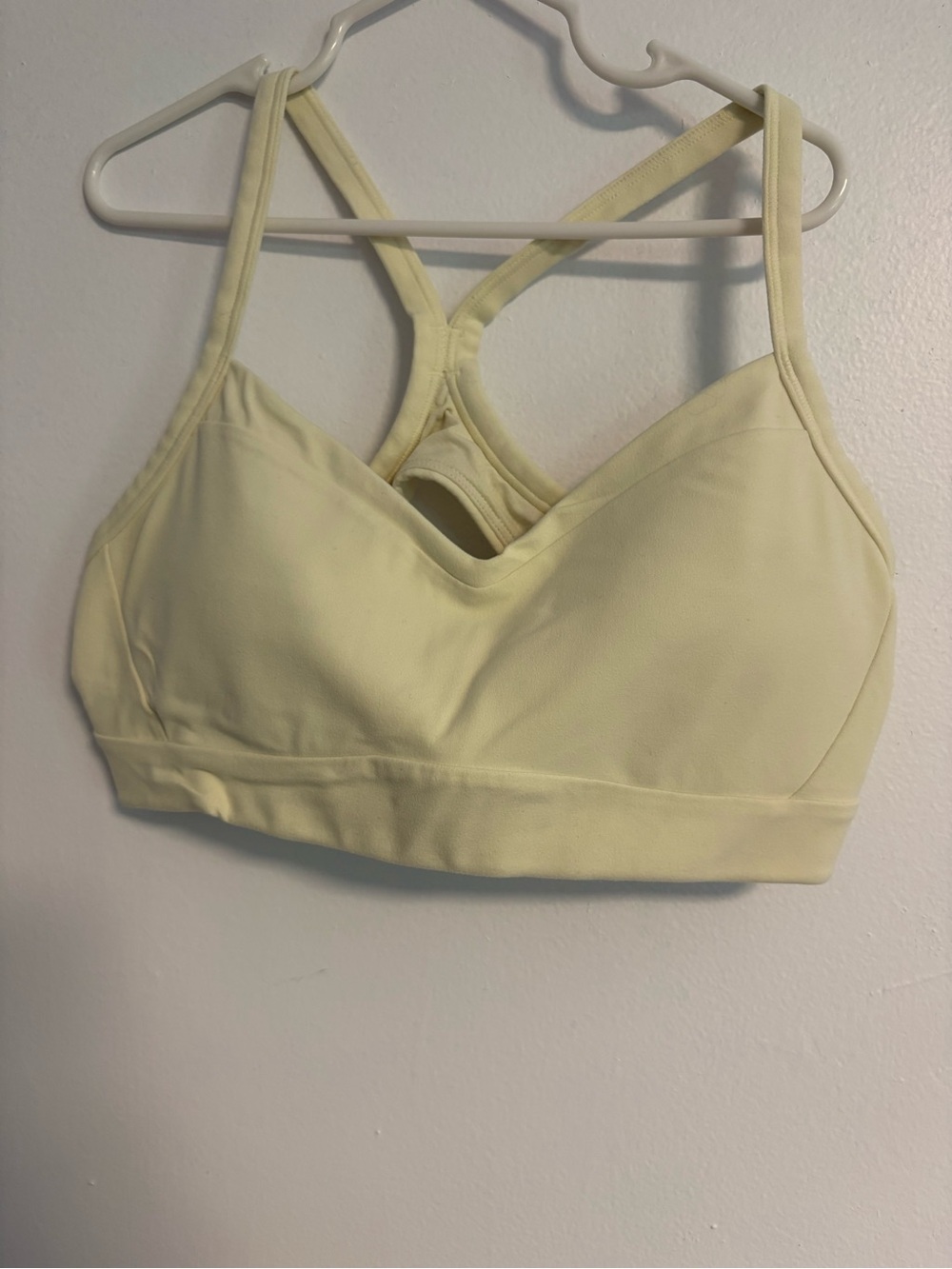 Athleta Pale Yellow Racerback Sports Bra